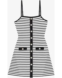 Maje - Stripe A-line Skirt Stretch Rib-knit Mini Dress - Lyst