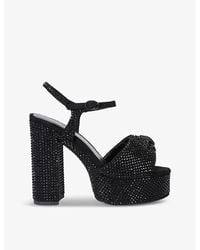 Kurt Geiger - Kensington Eagle-Embellished Platform-Heel Woven Sandals - Lyst