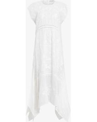 AllSaints - Gianna Embroidered Cotton Maxi Dress - Lyst