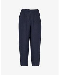 Whistles - Patch-Pocket Barrel-Leg Mid-Rise Linen Trousers - Lyst
