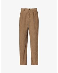 Sunspel - Pleated Tapered-leg Mid-rise Cotton-corduroy Trousers - Lyst