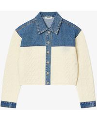 Sandro - Split-design Cropped Denim And Stretch-woven Jacket - Lyst