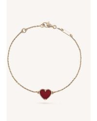 Van Cleef & Arpels - Sweet Alhambra Gold And Carnelian Heart Bracelet - Lyst