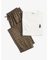 Polo Ralph Lauren - Polo Bear Embroidered Cotton Jersey And Plaid Flannel Pyjama Set - Lyst