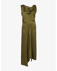 Victoria Beckham - Tailored Draped Crepe-Back Satin Midi Dress - Lyst