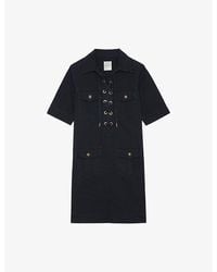 Zadig & Voltaire - Record Lace-Up Short-Sleeve Cotton Mini Dress - Lyst