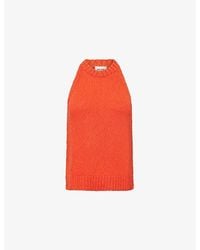 ME+EM - Halterneck Sleeveless Cotton And Linen Blend Top - Lyst
