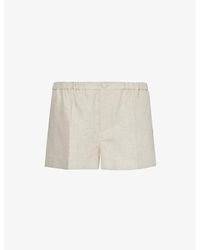 Valentino Garavani - Woven-texture Mid-rise Linen Shorts - Lyst