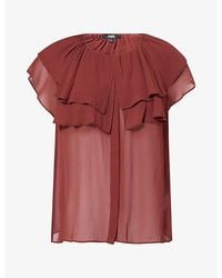 PAIGE - Lucia Ruffled Sheer Blouse - Lyst