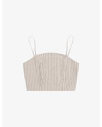 OMNES - Trisha Striped Linen-Blend Top - Lyst
