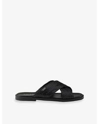 Prada - Criss-Cross Woven Leather Sliders - Lyst