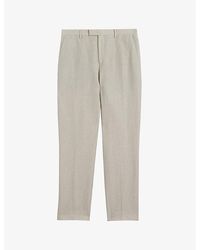 Ted Baker - Lancet Slim-fit Straight-leg Linen-wool Blend Trousers - Lyst