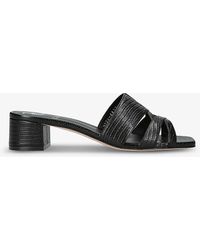 Gina - Square-toe Embossed-leather Sandals - Lyst