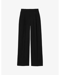 Reiss - Eden Elasticated-Waist Wide-Leg Twill Trousers - Lyst