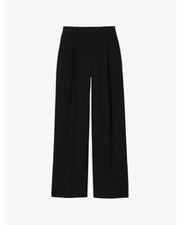 Reiss - Eden Elasticated-Waist Wide-Leg Twill Trousers - Lyst