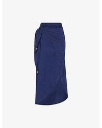 Melissa Odabash - Winnie Draped Wrap-Front Cotton And Linen Skirt - Lyst