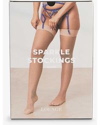 Lounge Underwear - Sparkle Rhinestone-embellished Stretch-woven Fishnet Stockings - Lyst