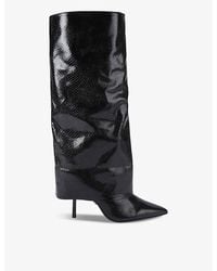 Carvela Kurt Geiger - Passion Cuff Pointed-Toe Heeled Faux Leather Boots - Lyst