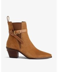 Zadig & Voltaire - Tyler Cecilia C-buckle Suede Heeled Ankle Boots - Lyst