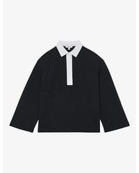 Reiss - Gaia Open-Collar Stretch-Cotton Top - Lyst