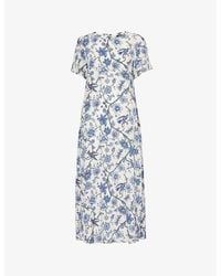 Weekend by Maxmara - Floral-print Relaxed-fit Silk-crepe Midi Dress - Lyst
