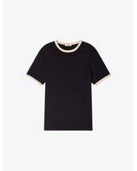 Sandro - Branded Contrast-Trim Cotton-Jersey T-Shirt - Lyst