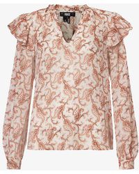 PAIGE - Creamseema Floral-print Silk Blouse - Lyst