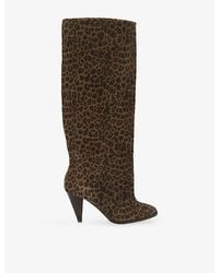 Kurt Geiger - Lambeth Leopard Heeled Suede Boots - Lyst