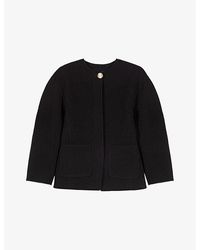 Maje - Round-Neck Patch-Pocket Wool-Blend Coat - Lyst