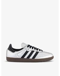 adidas - Samba Og Logo-Print Metallic-Leather Low-Top Trainers - Lyst