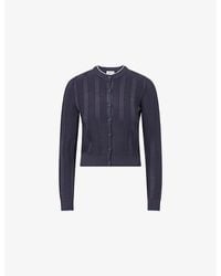 ADANOLA - Striped Ribbed Knit Cardigan - Lyst