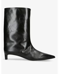Jil Sander - High Pointed-toe Leather Kitten-heel Ankle Boots - Lyst