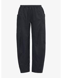 Peachy Den - Courtney Barrel-Leg Cotton-Blend Trousers - Lyst