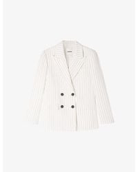 Sandro - Striped Double-Breasted Linen Blazer - Lyst