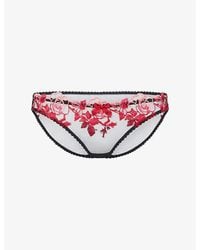Agent Provocateur - Callypso Floral-Embroidered Mesh Briefs - Lyst