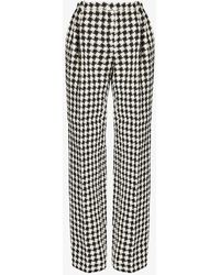 Gucci - Tweed-texture Monogram-print High-rise Straight-leg Cotton-blend Trousers - Lyst