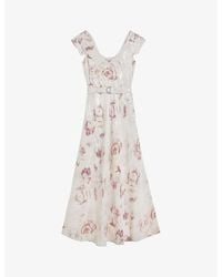 Ted Baker - Ninia Floral-print Belted Woven Midaxi Dress - Lyst