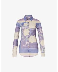Conner Ives - Floral-print Slim-fit Stretch Recycled-polyester Shirt - Lyst