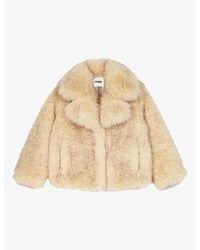 Maje - Wide-Collar Oversized-Fit Faux-Fur Jacket - Lyst