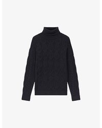 Reiss - Vy Alston Roll-neck Cable-knit Wool-blend Jumper - Lyst