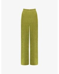 Ro&zo - Wide-leg High-rise Metallic-knit Trousers - Lyst