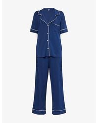 Eberjey - Gisele Contrast-Piping Stretch-Woven Pyjama Set - Lyst