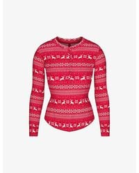 Skims - Plush Pointelle Logo-Print Stretch-Jersey Henley Top - Lyst