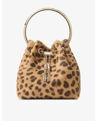 Jimmy Choo - Bon Bon Leopard-Print Pony Hair-Leather Top-Handle Bag - Lyst