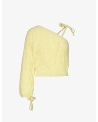 House Of Sunny - Capulet Asymmetric-neck Cotton-blend Knitted Top - Lyst