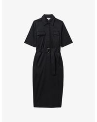 Reiss - Aimie Utility Stretch Cotton-Blend Midi Dress - Lyst