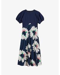 Ted Baker - Daysiah Floral-print Stretch-woven Midi Dress - Lyst