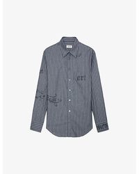 Zadig & Voltaire - Taskiz Diamante-logo Stripe Organic-cotton Shirt - Lyst