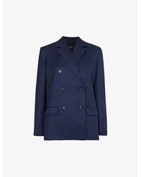 Theory - Double-breasted Shoulder-pad Woven Blazer - Lyst