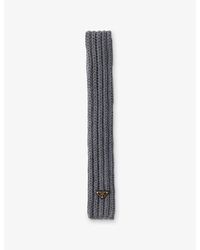 Prada - Logo-Plaque Wool Scarf - Lyst